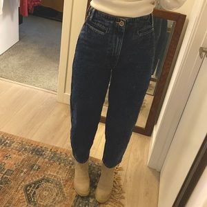 zara size 2 barrel leg jean